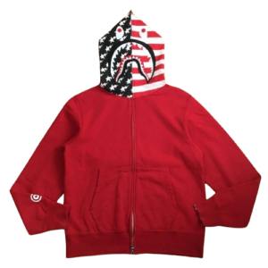 BAPE Stars and Stripes American Shark full zip hoodie Red A Bathing Ape