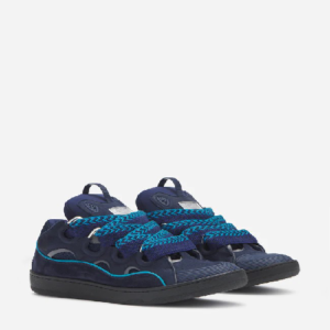 Lanvin Leather Curb Sneakers – Navy Blue