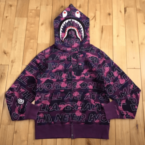 BAPE Text color camo purple shark full zip hoodie A Bathing Ape Size M