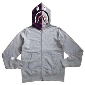BAPE Purple x gray shark full zip hoodie A Bathing Ape Size M